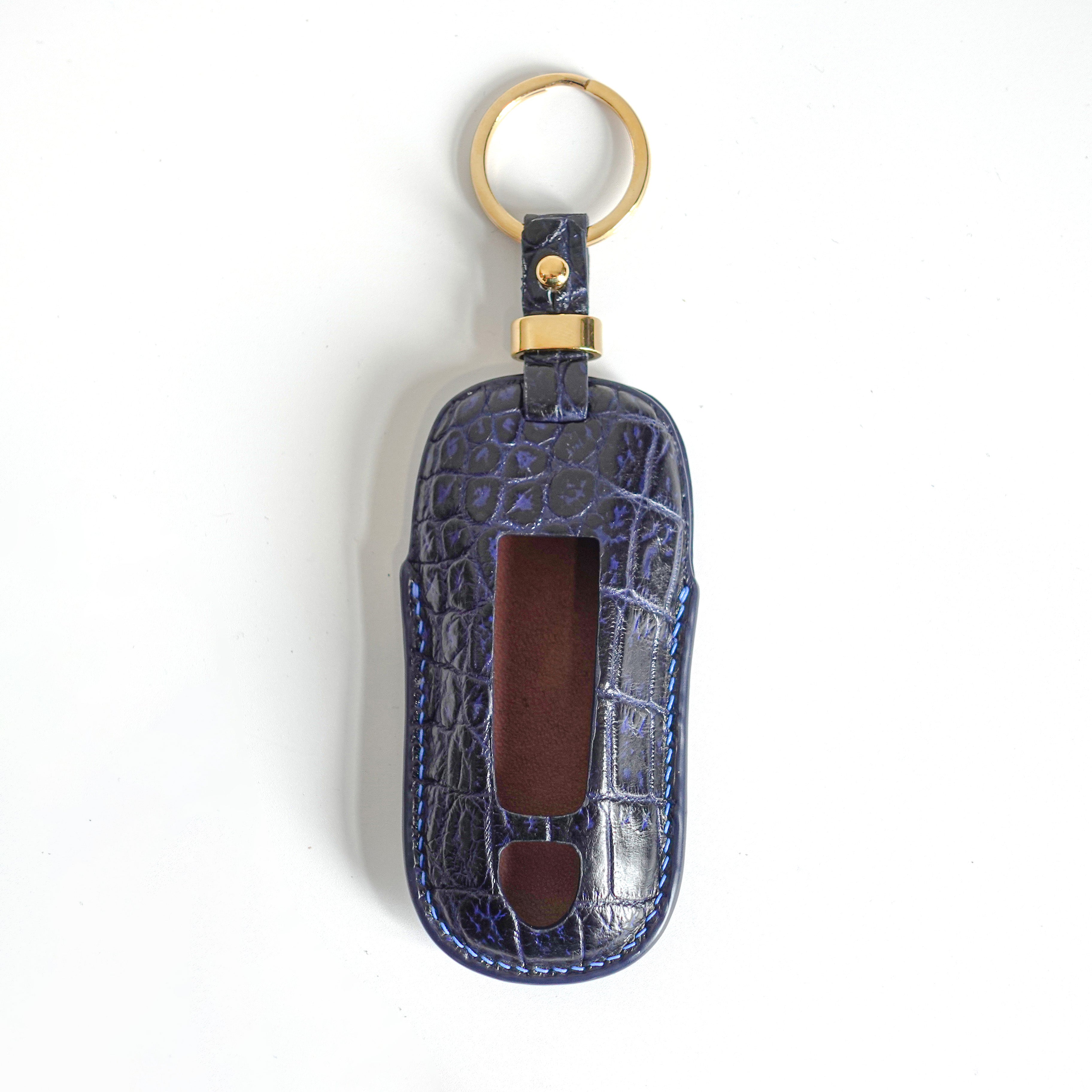 BLUE HANDMADE LEATHER KEY CASE FOR PORCHES