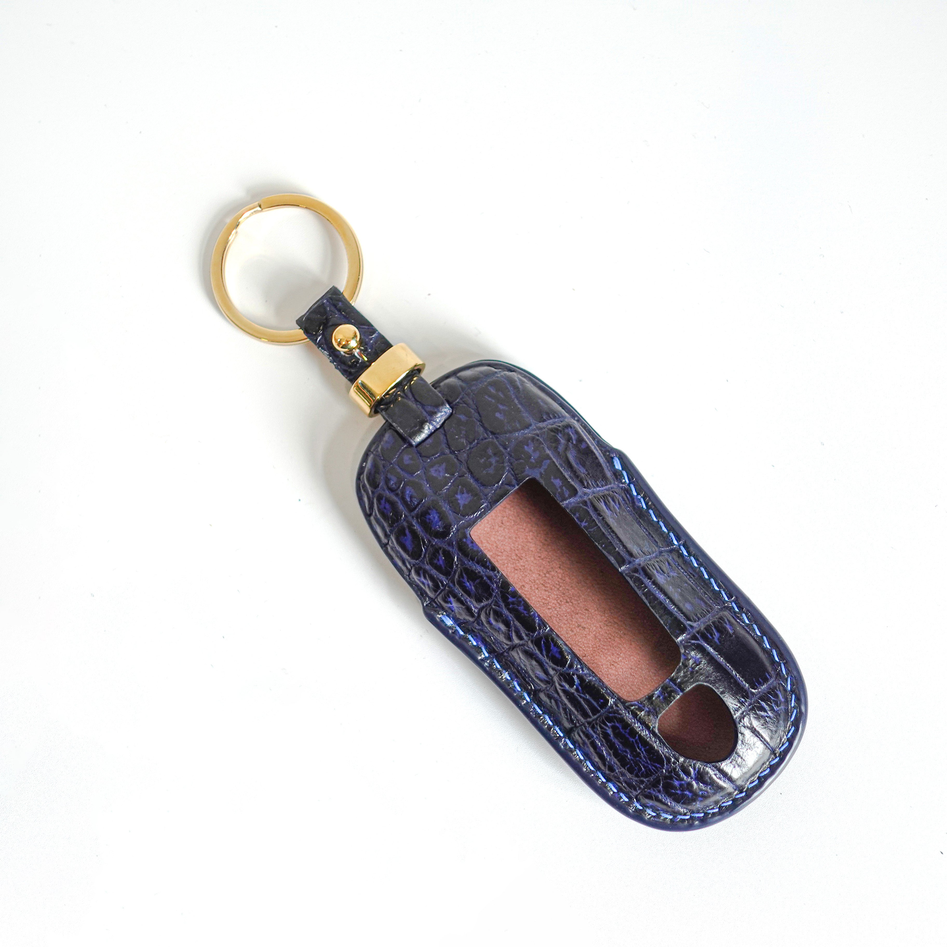 BLUE HANDMADE LEATHER KEY CASE FOR PORCHES