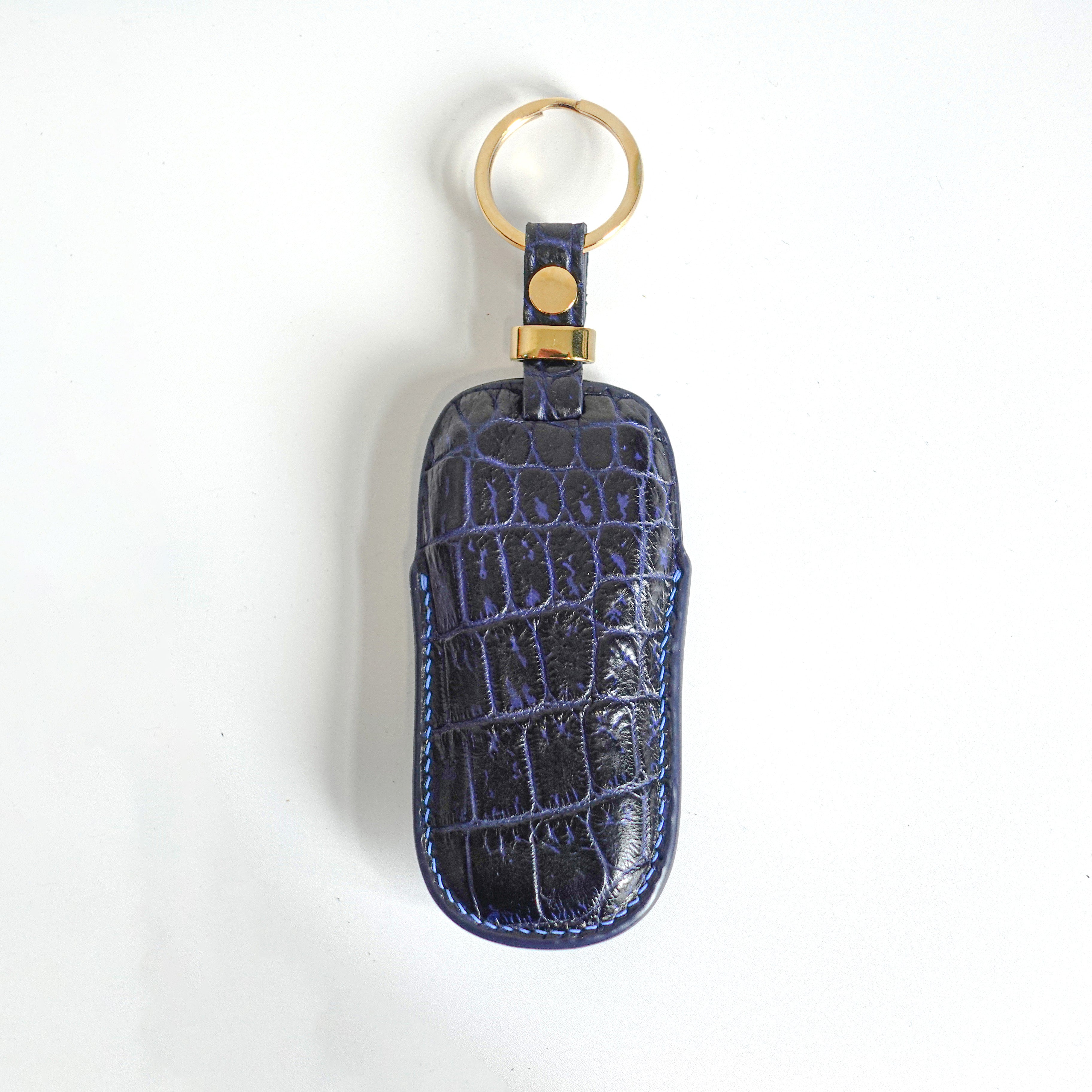 BLUE HANDMADE LEATHER KEY CASE FOR PORCHES
