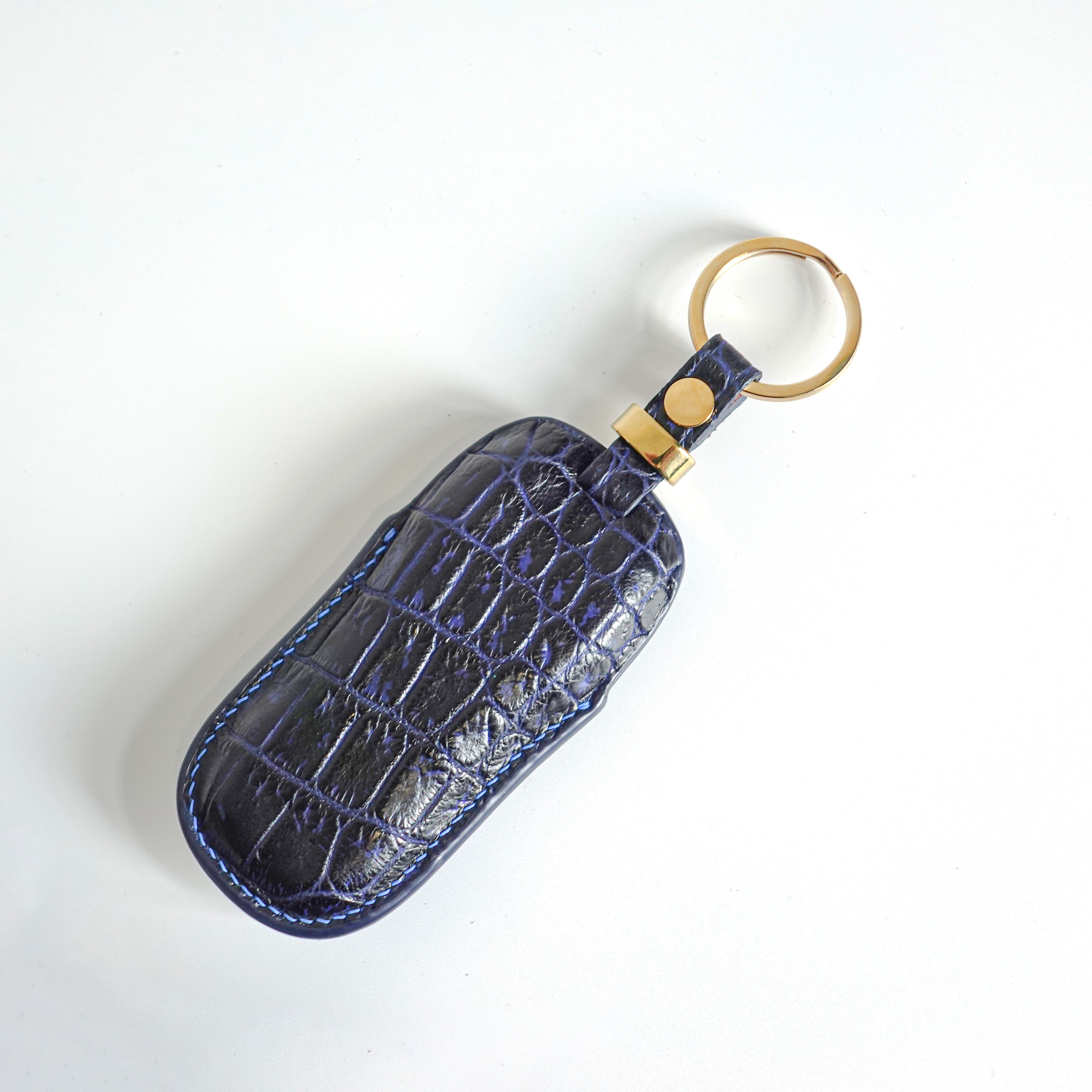 BLUE HANDMADE LEATHER KEY CASE FOR PORCHES
