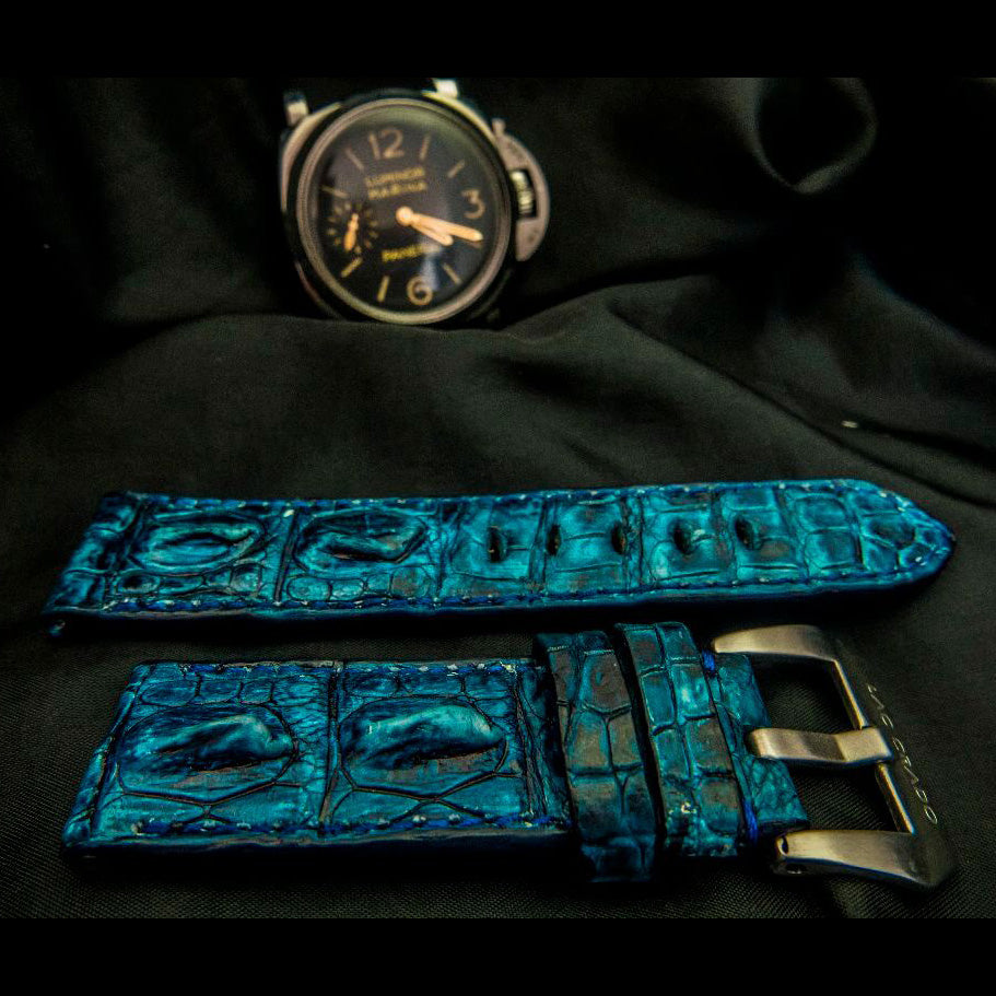 BLUE CROCODILE HORNBACK LEATHER STRAP