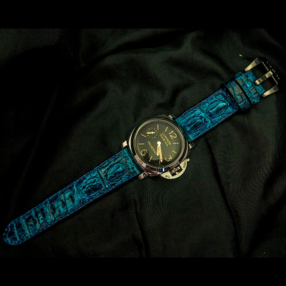 BLUE CROCODILE HORNBACK LEATHER STRAP