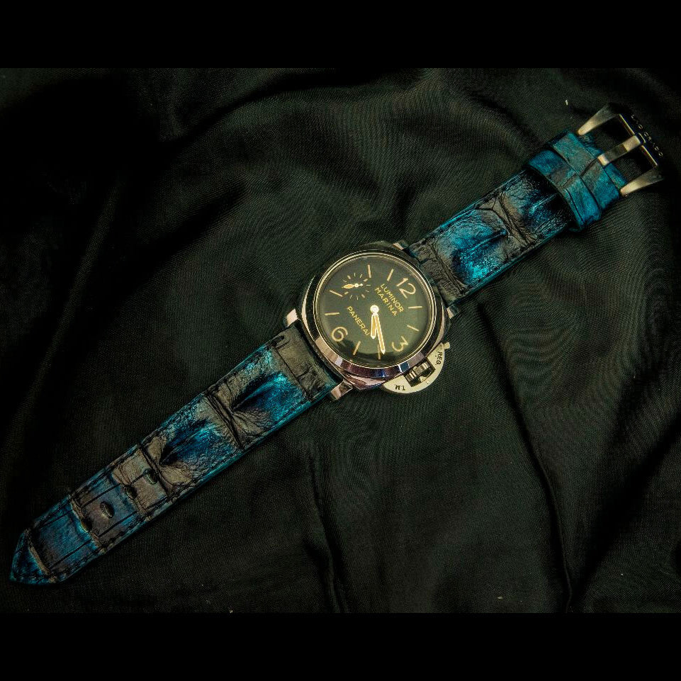 BLACK&BLUE CROCODILE HORNBACK LEATHER STRAP