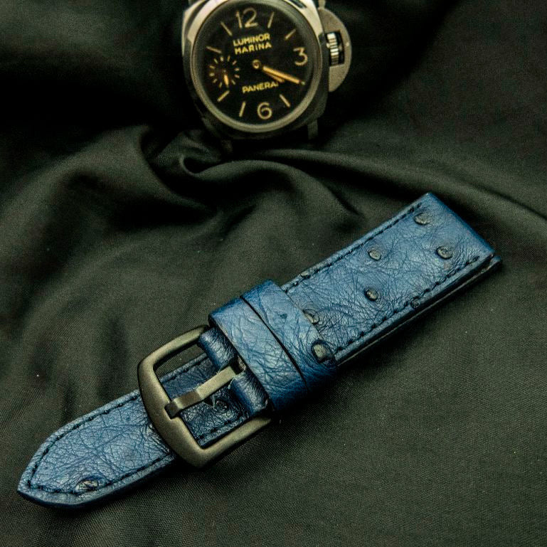 BLUE OSTRICH LEATHER STRAP