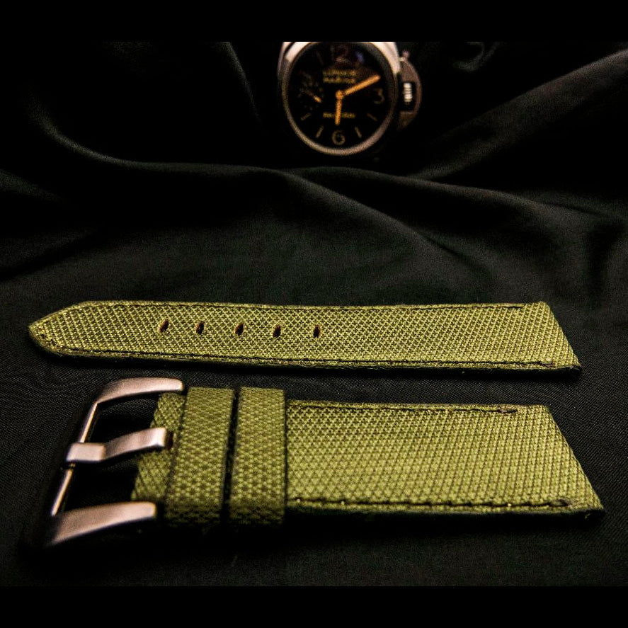GREEN DENIM LEATHER STRAP