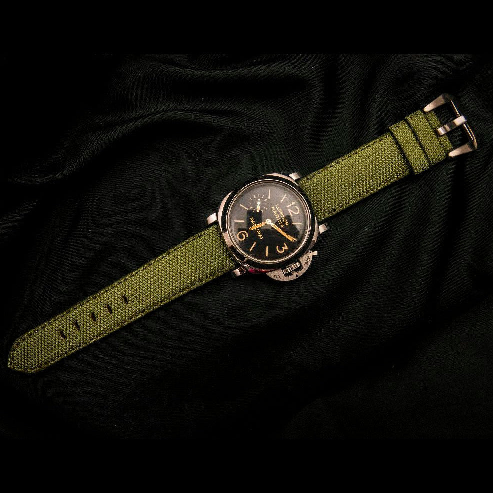 GREEN DENIM LEATHER STRAP
