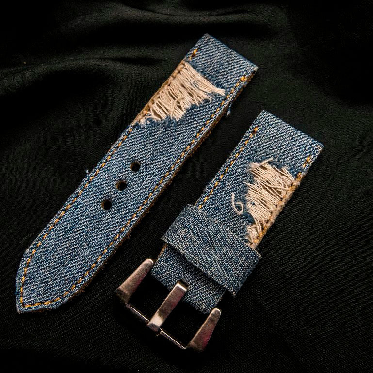 BLUE DENIM LEATHER STRAP