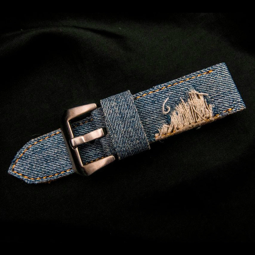 BLUE DENIM LEATHER STRAP
