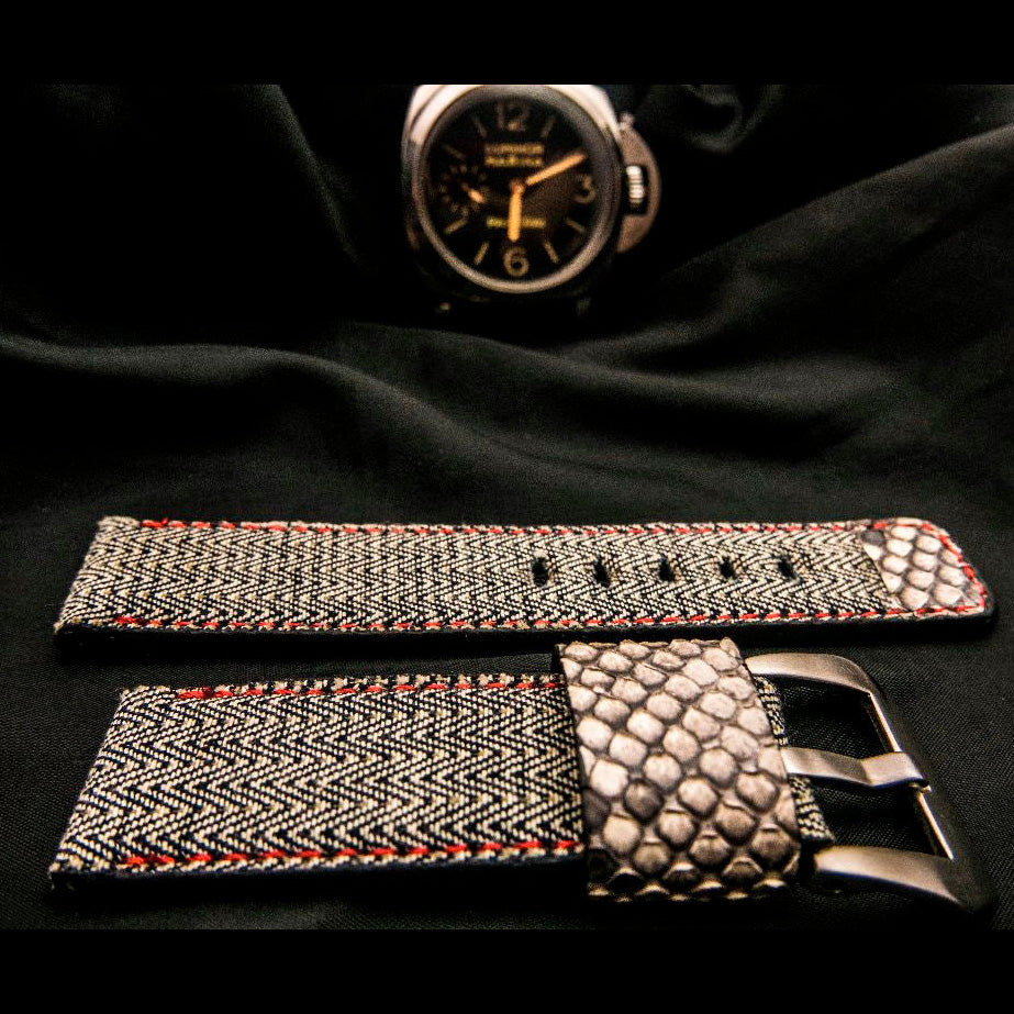 GREY DENIM LEATHER STRAP