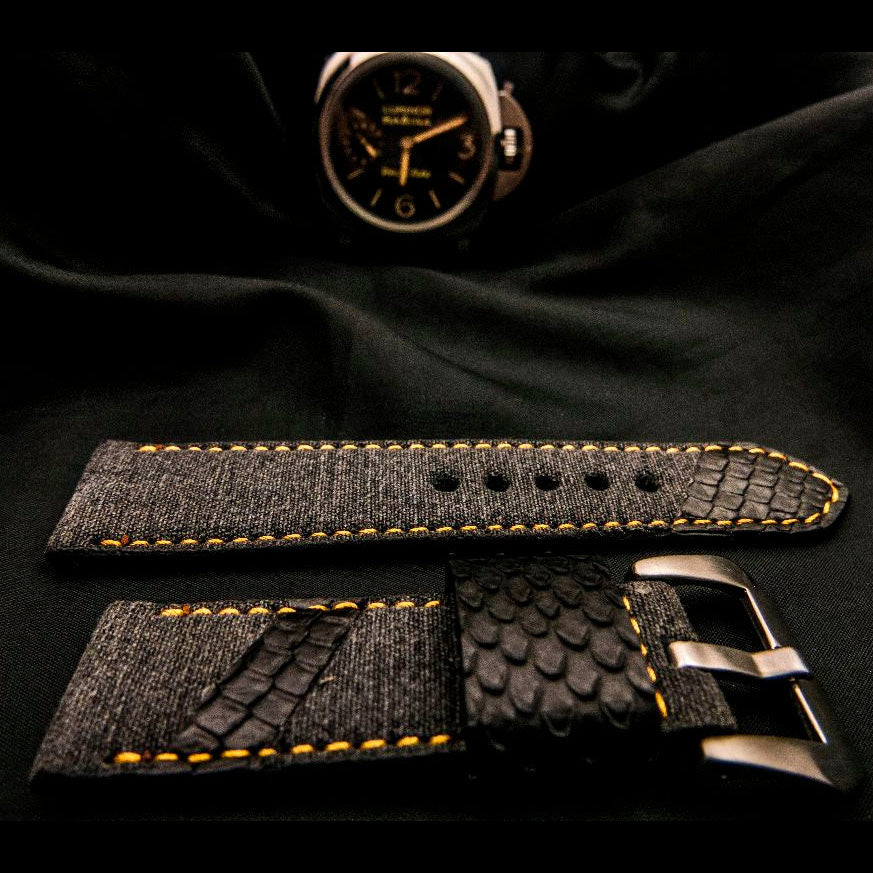 BLACK DENIM LEATHER STRAP