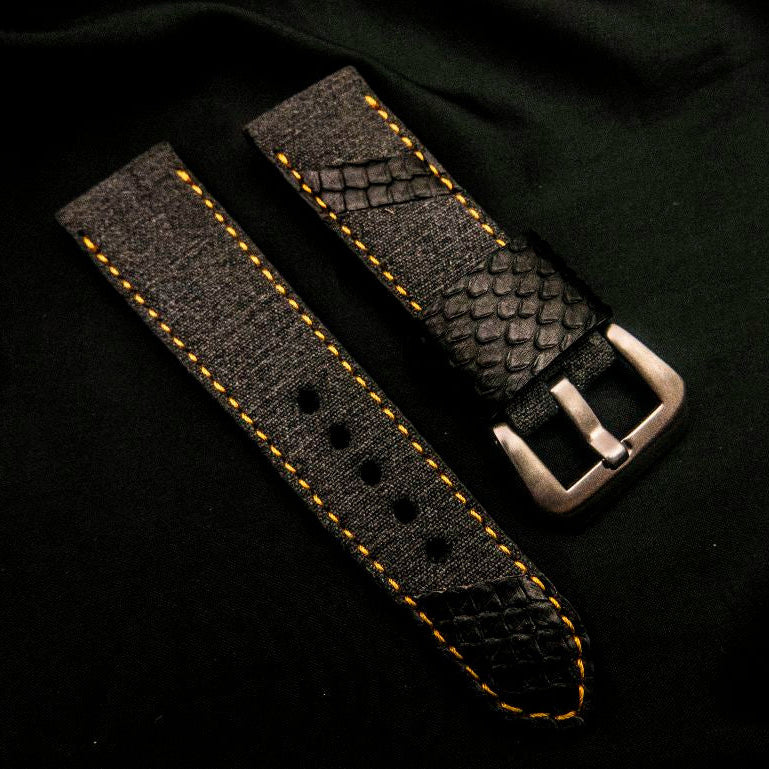 BLACK DENIM LEATHER STRAP