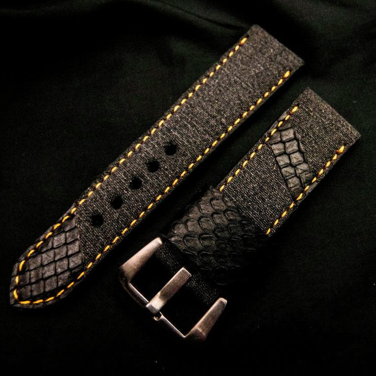 BLACK DENIM LEATHER STRAP