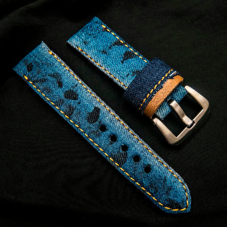 BLUE DENIM LEATHER STRAP