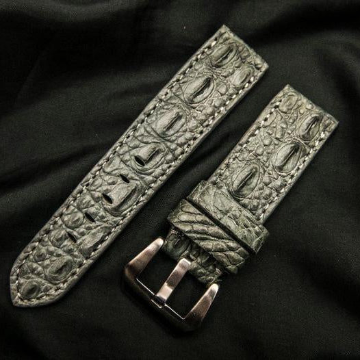 GREY CROCODILE BELLY LEATHER STRAP