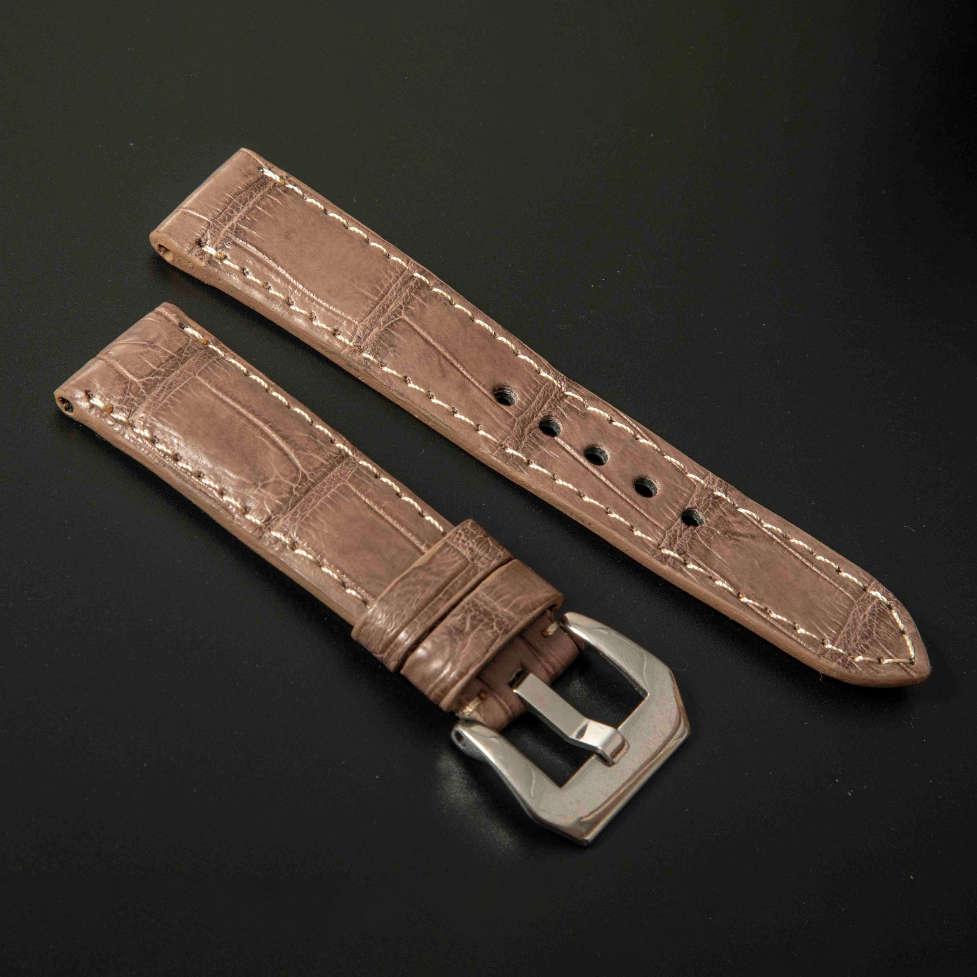 BEIGE CROCODILE BELLY LEATHER STRAP