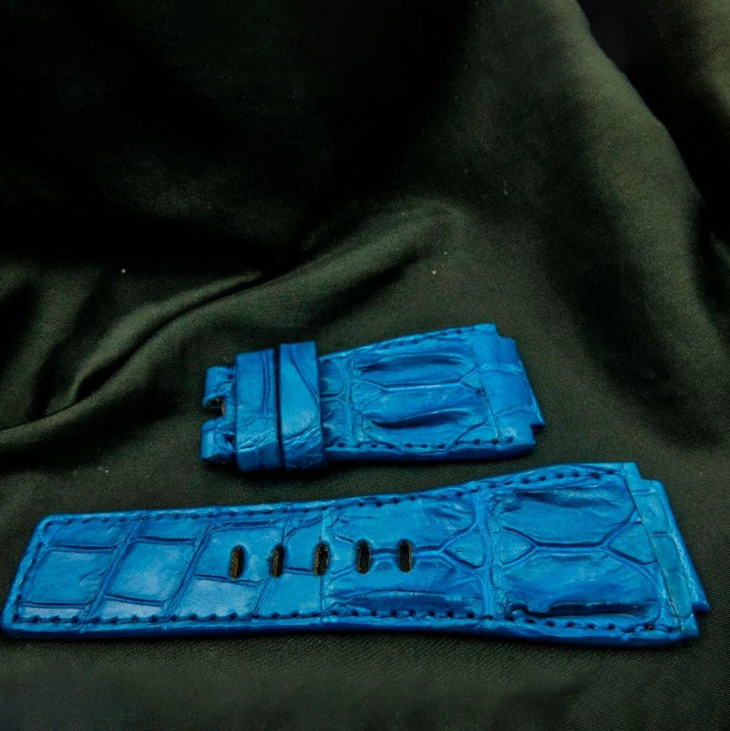 BLUE CROCODILE HORNBACK LEATHER STRAP