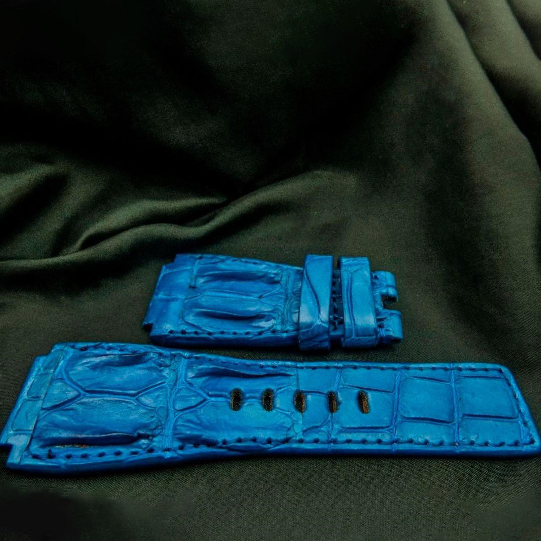 BLUE CROCODILE HORNBACK LEATHER STRAP