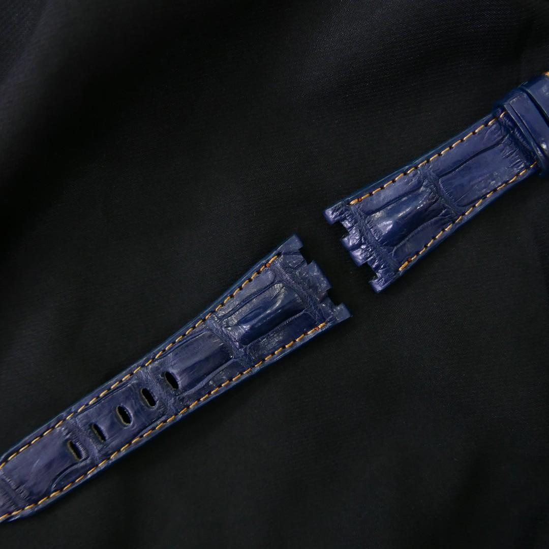 BLUE CROCODILE HORNBACK LEATHER STRAP - Lac Crado