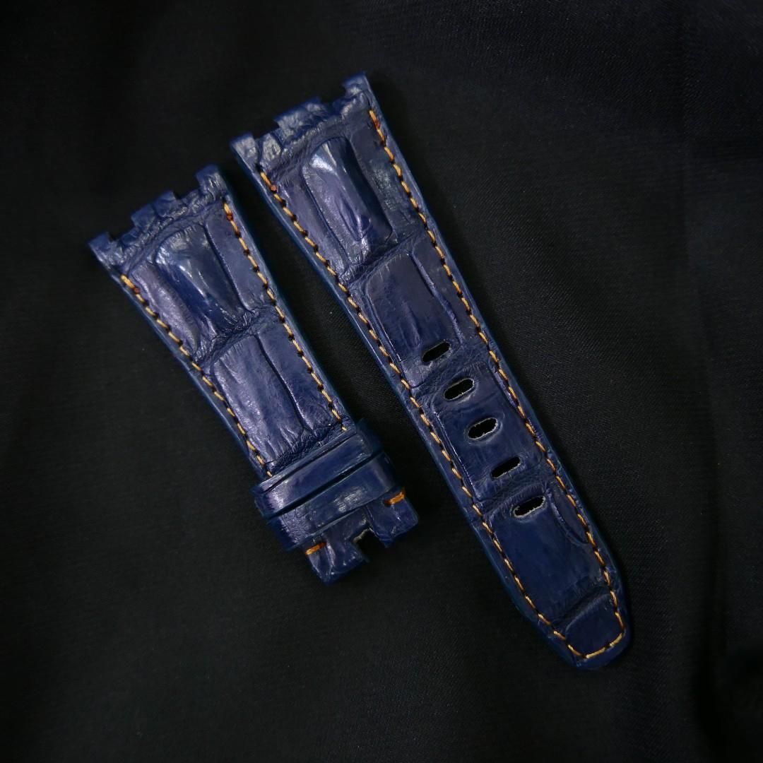 BLUE CROCODILE HORNBACK LEATHER STRAP - Lac Crado