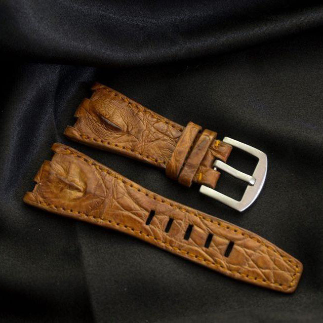 ROSE GOLD CROCODILE HORNBACK LEATHER STRAP
