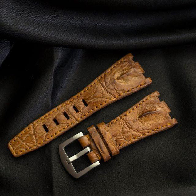ROSE GOLD CROCODILE HORNBACK LEATHER STRAP