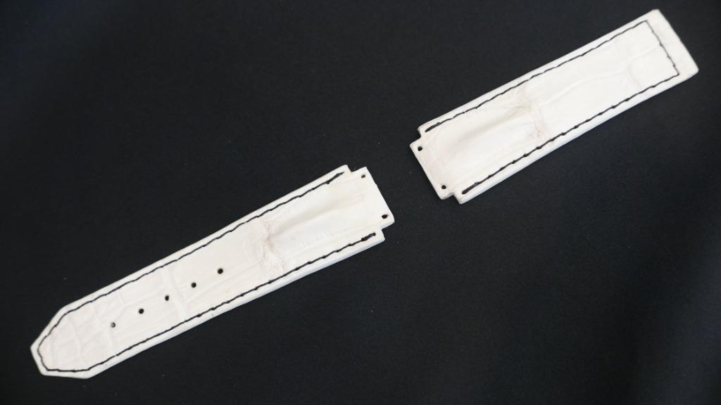WHITE CROCODILE HORNBACK LEATHER STRAP