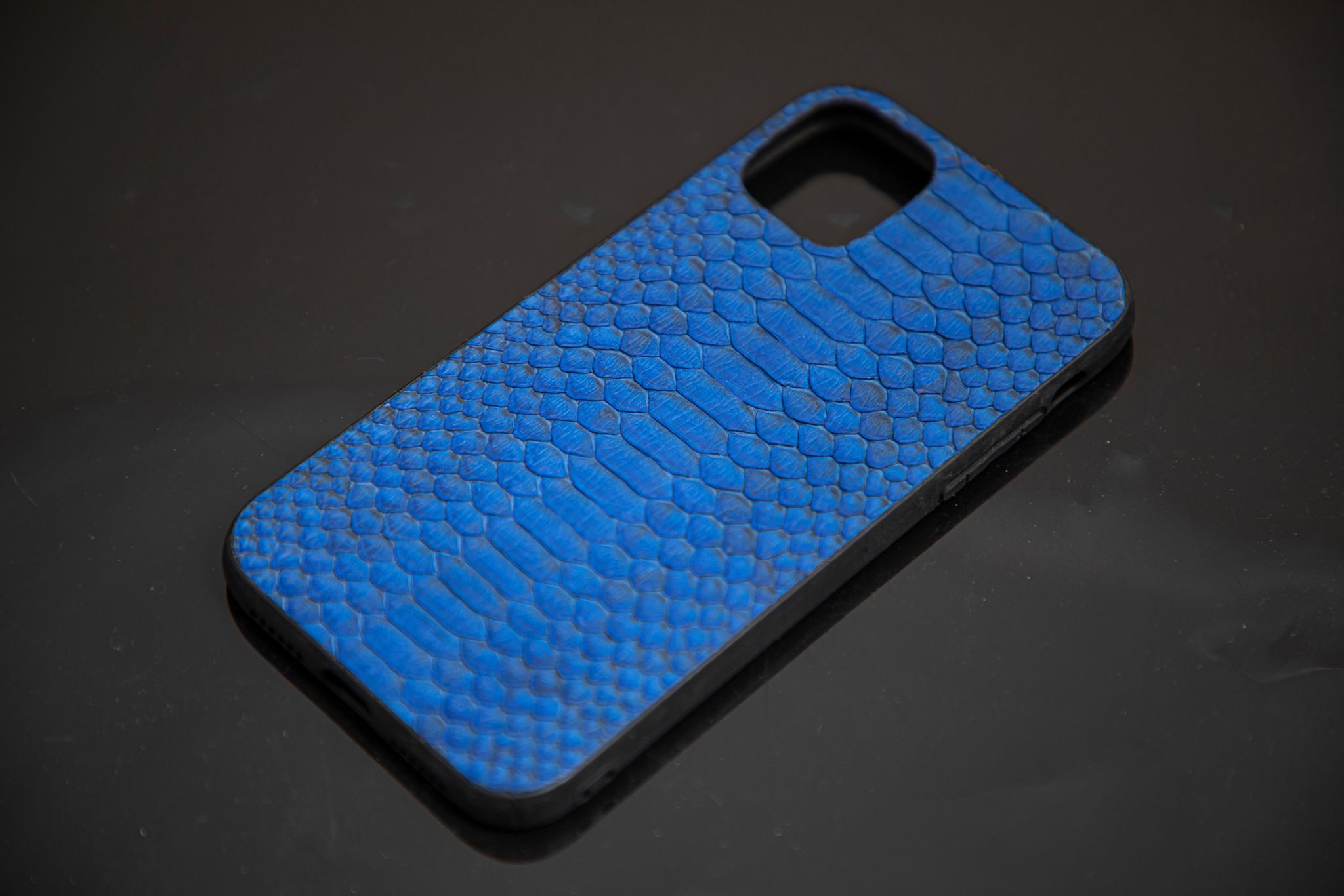 BLUE PYTHON LEATHER PHONE CASE