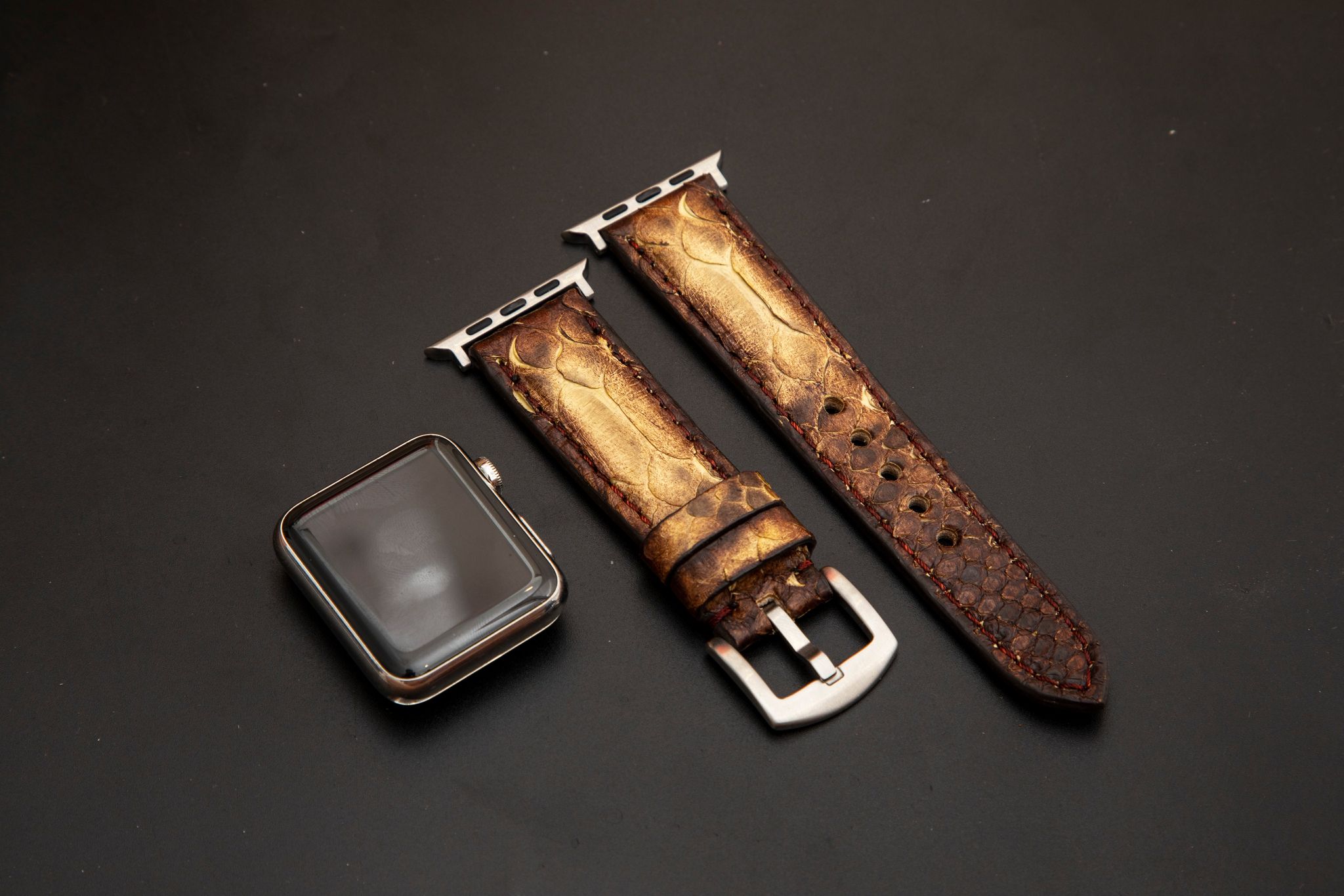 YELLOW&BROWN PYTHON LEATHER STRAP