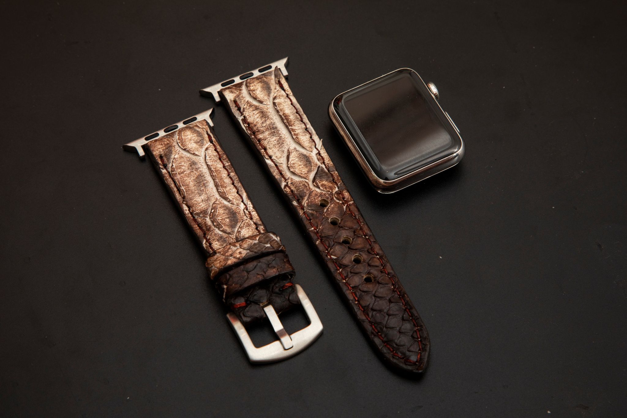 WHITE&BROWN PYTHON LEATHER STRAP
