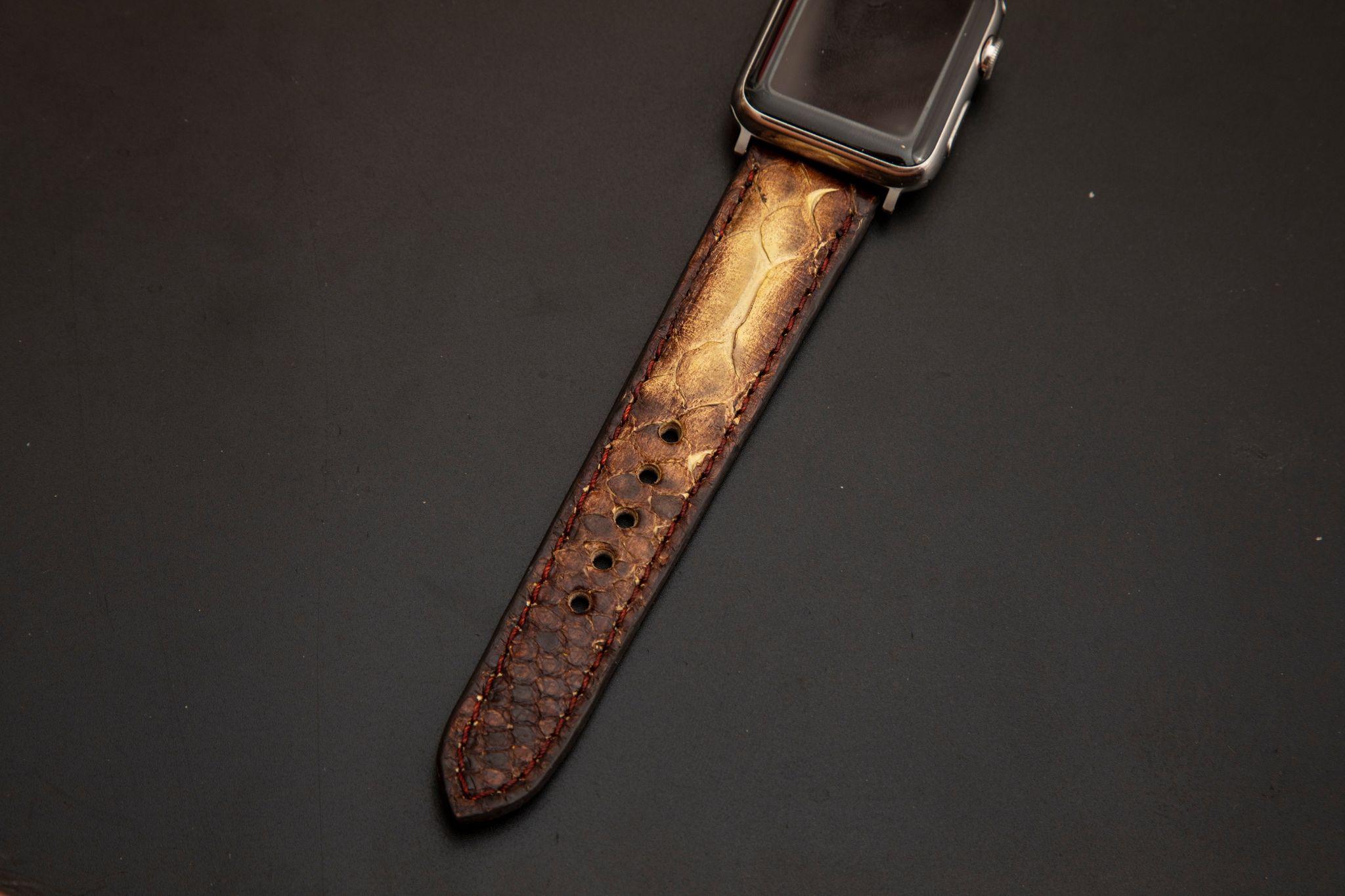 YELLOW&BROWN PYTHON LEATHER STRAP