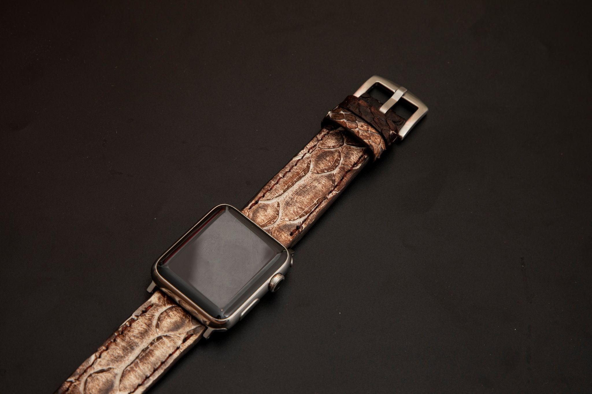 WHITE&BROWN PYTHON LEATHER STRAP