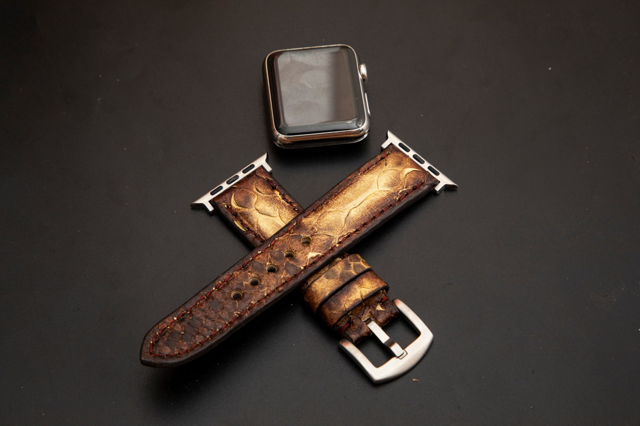 YELLOW&BROWN PYTHON LEATHER STRAP