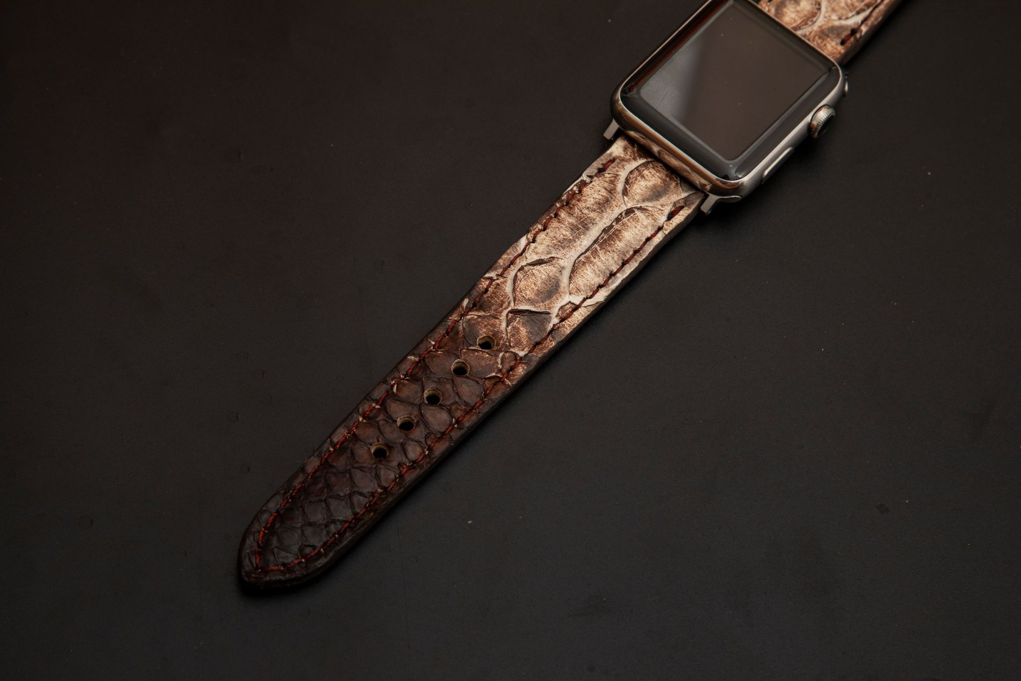 WHITE&BROWN PYTHON LEATHER STRAP