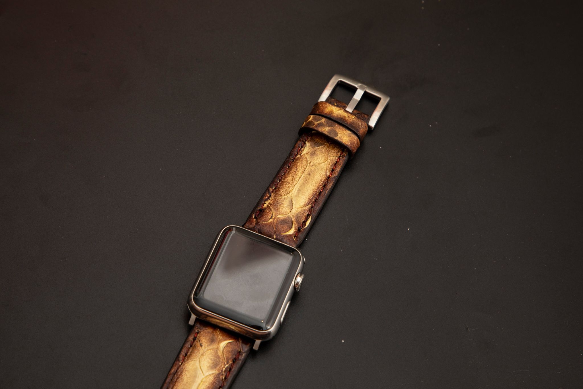 YELLOW&BROWN PYTHON LEATHER STRAP