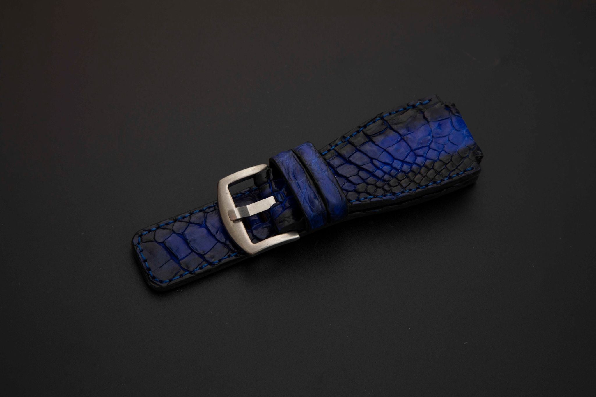 BLACK&BLUE CROCODILE HORNBACK LEATHER STRAP