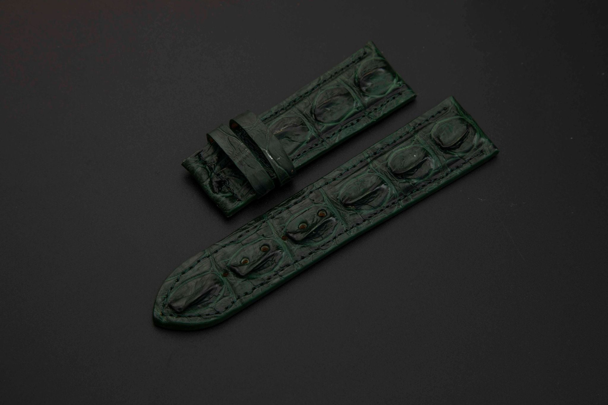 GREEN CROCODILE HORNBACK LEATHER STRAP