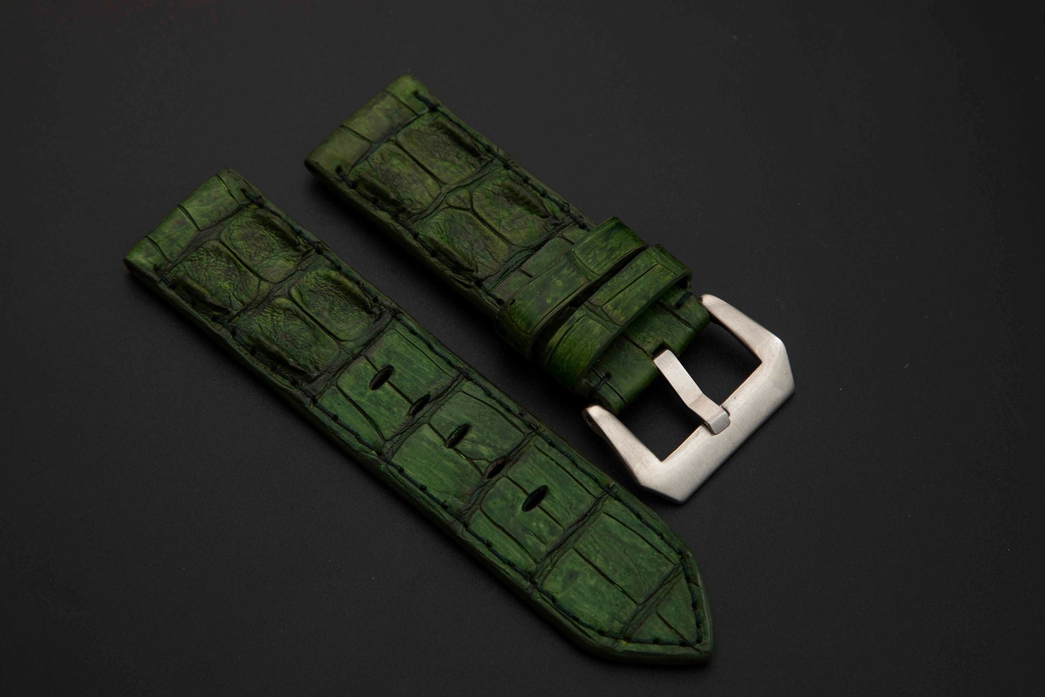 GREEN CROCODILE HORNBACK LEATHER STRAP