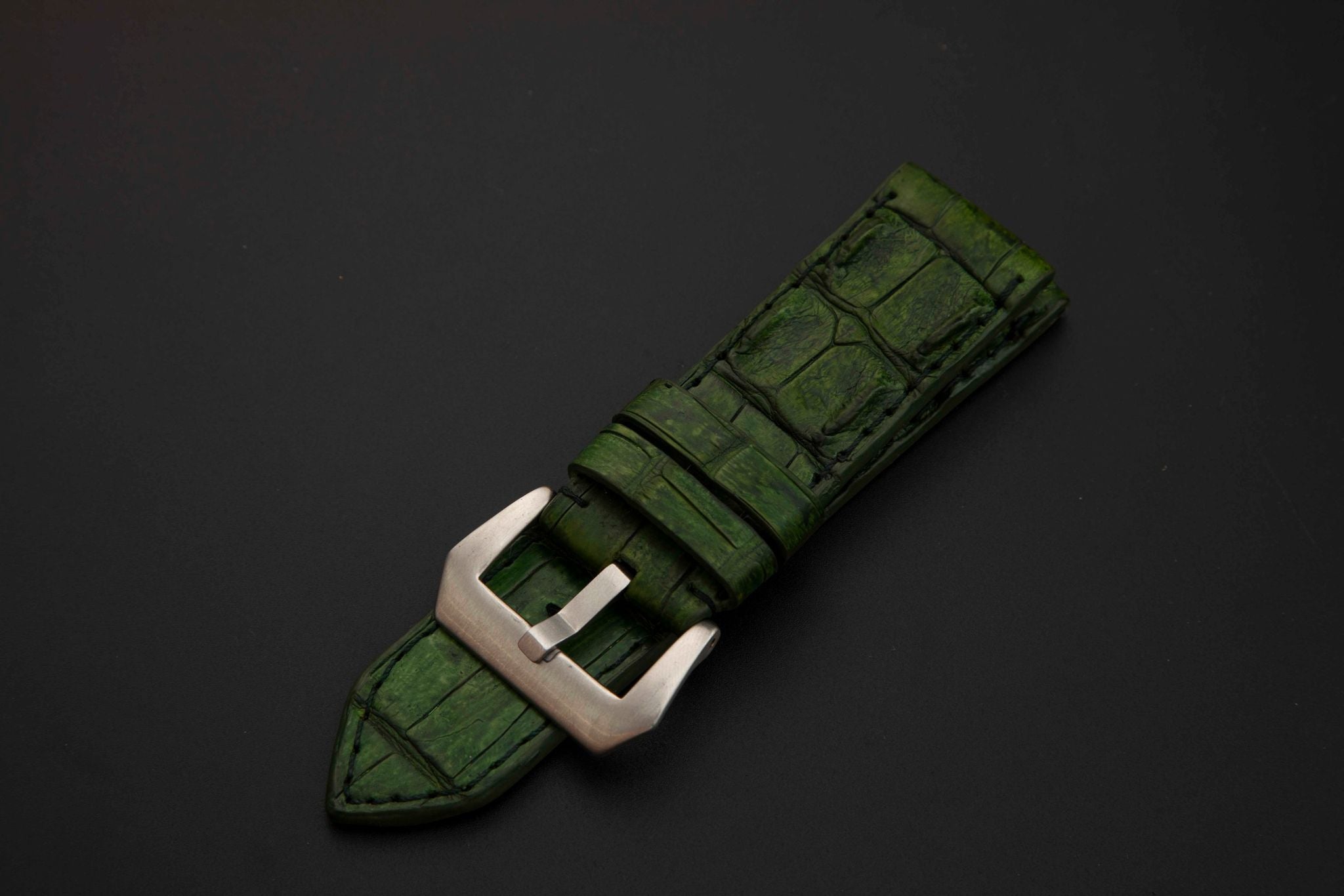 GREEN CROCODILE HORNBACK LEATHER STRAP