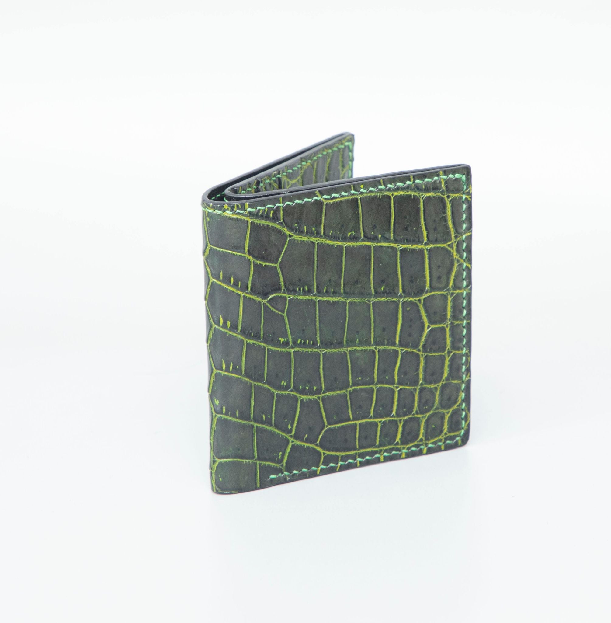 GREEN CROCODILE LEATHER WALLET