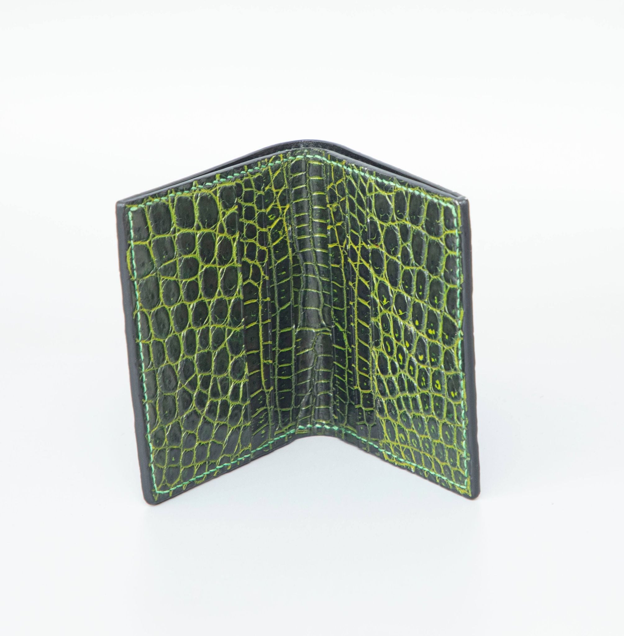 GREEN CROCODILE LEATHER WALLET