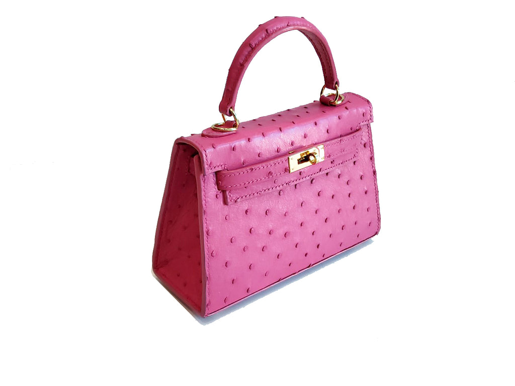 pink ostrich bag