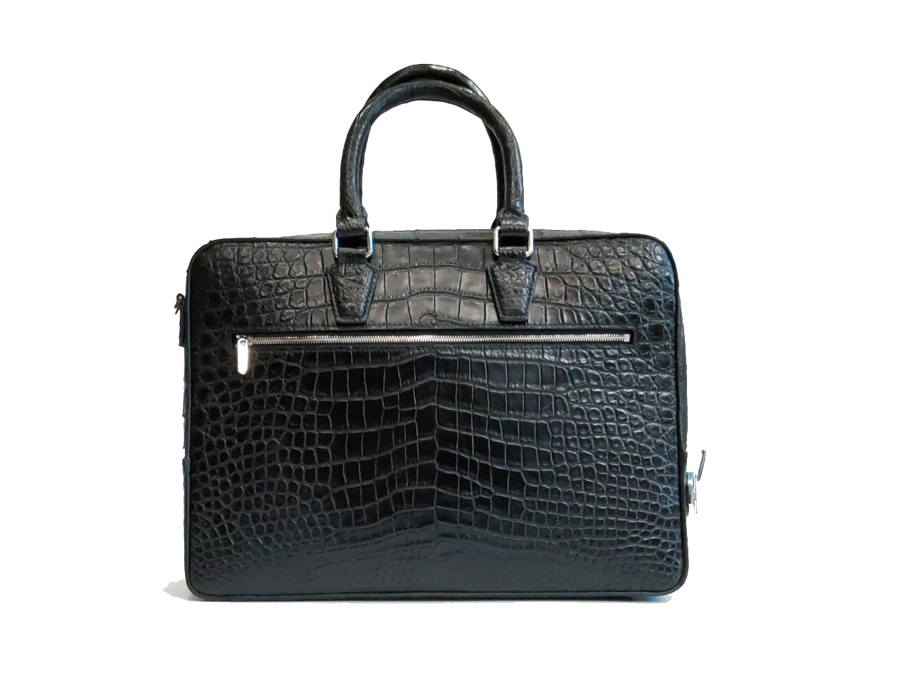 BLACK HANDMADE GENUINE CROCODILE LAPTOP BAG