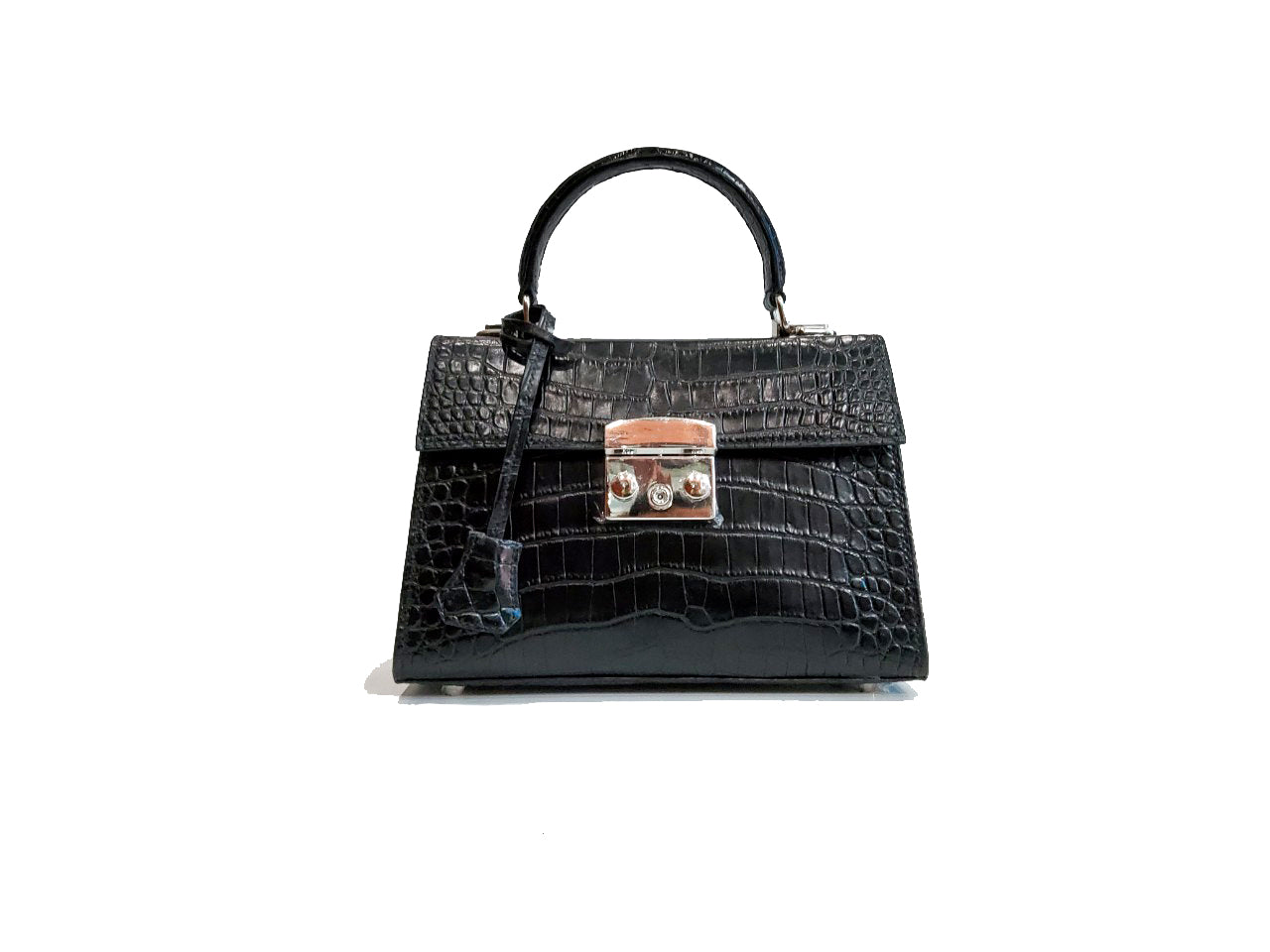 BLACK HANDMADE GENUINE CROCODILE BAG