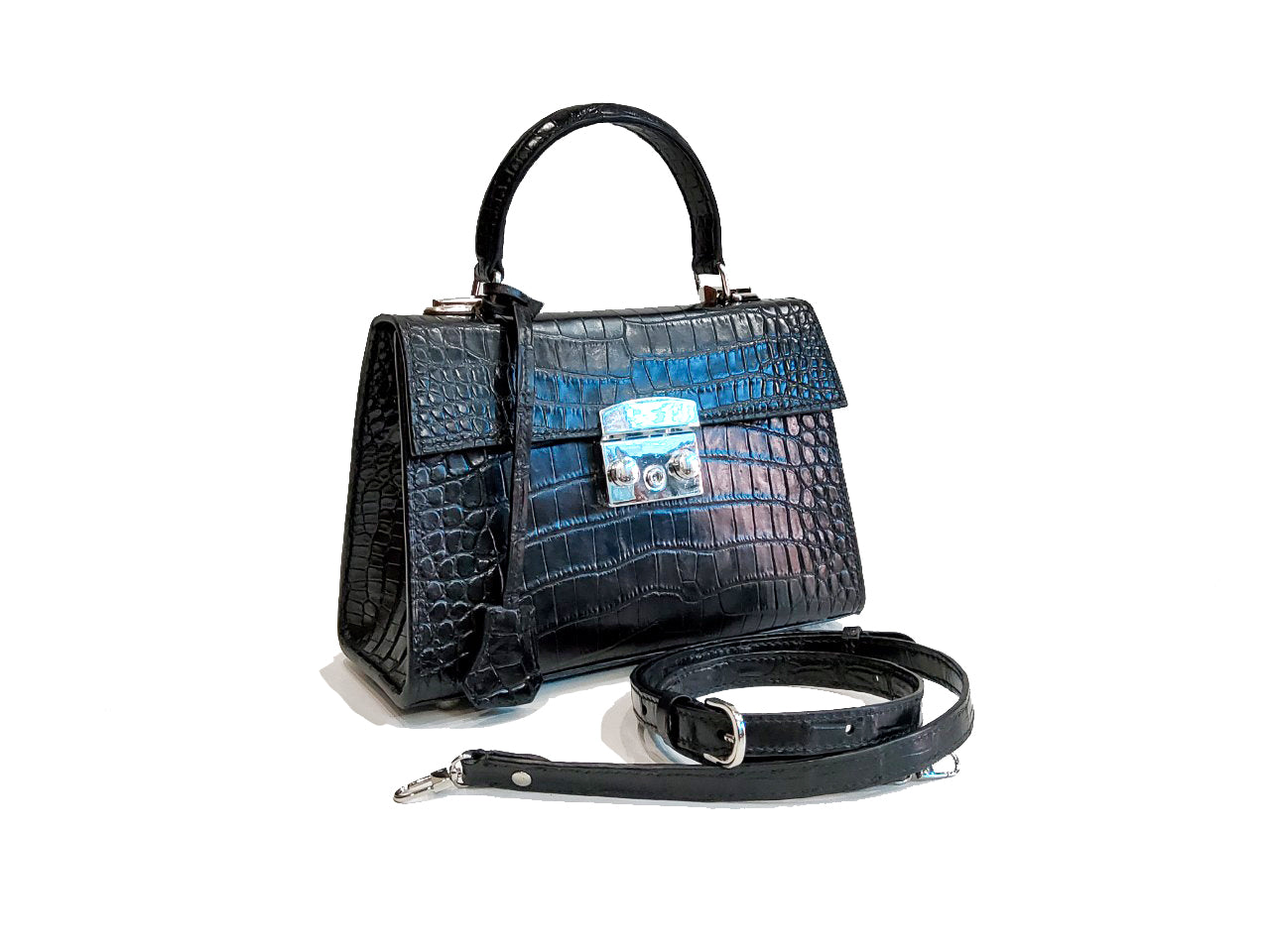 BLACK HANDMADE GENUINE CROCODILE BAG