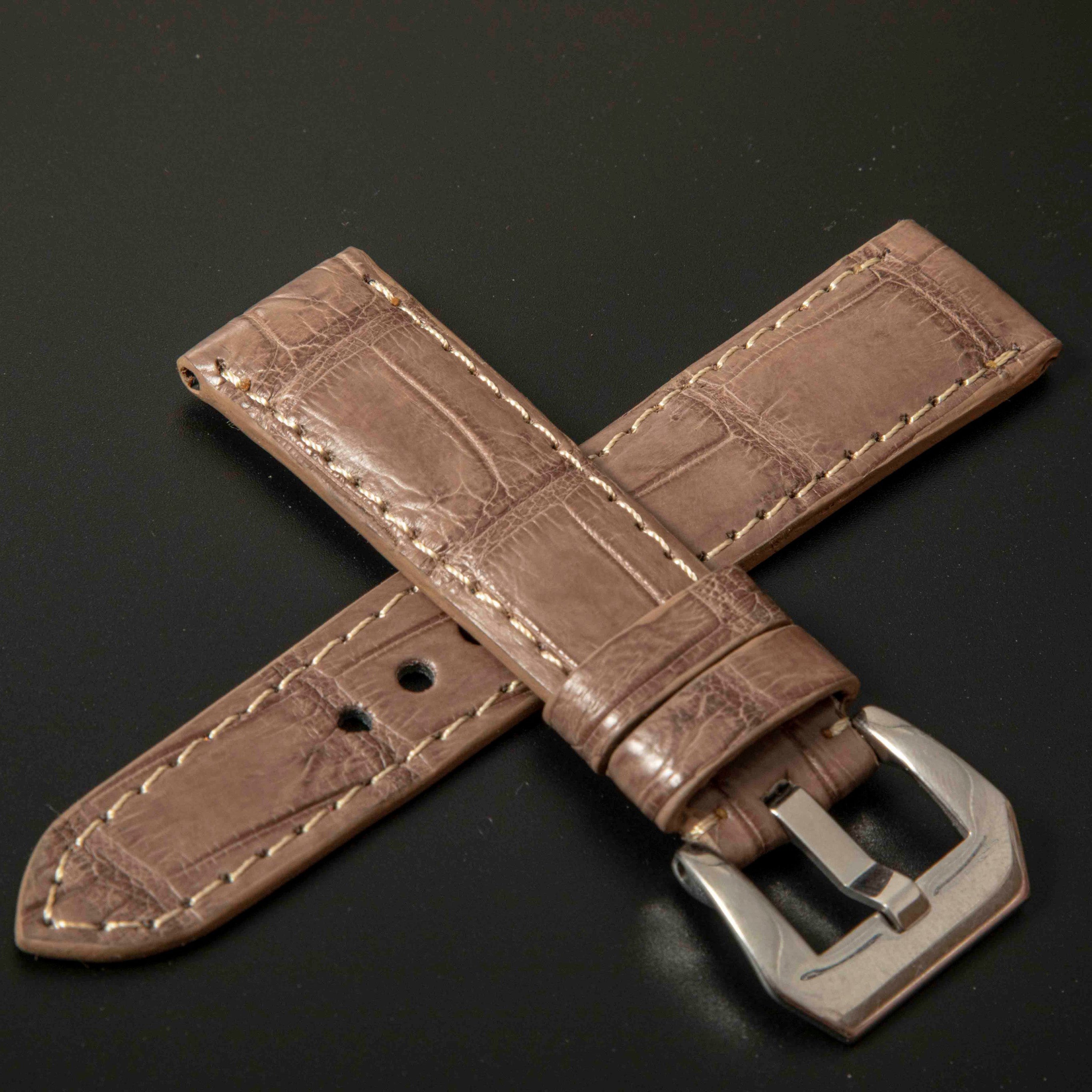 BEIGE CROCODILE BELLY LEATHER STRAP