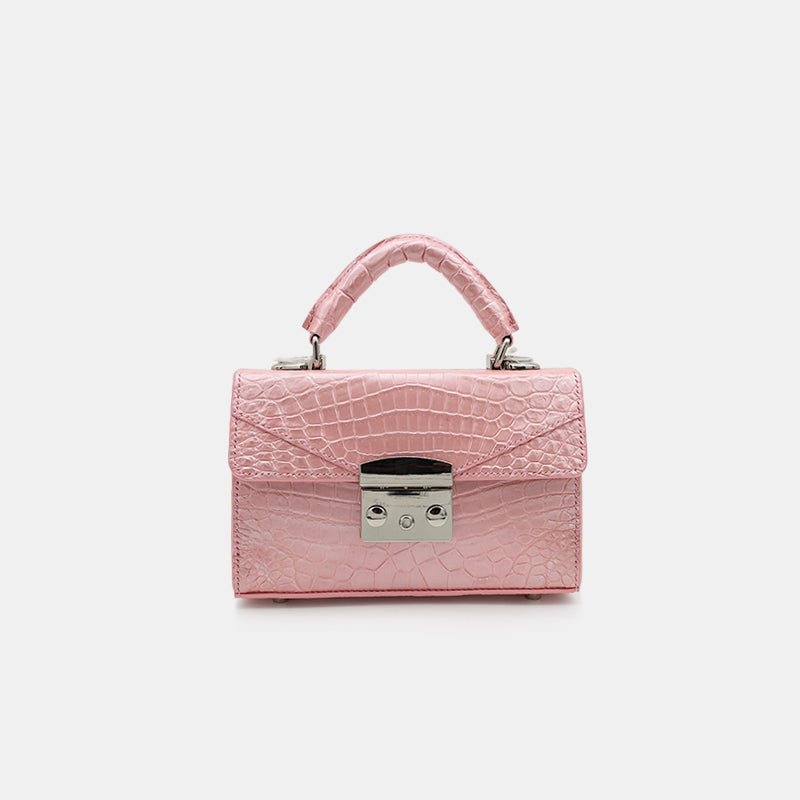 PINK HANDMADE GENUINE CROCODILE BAG