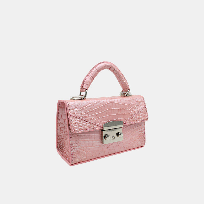 PINK HANDMADE GENUINE CROCODILE BAG