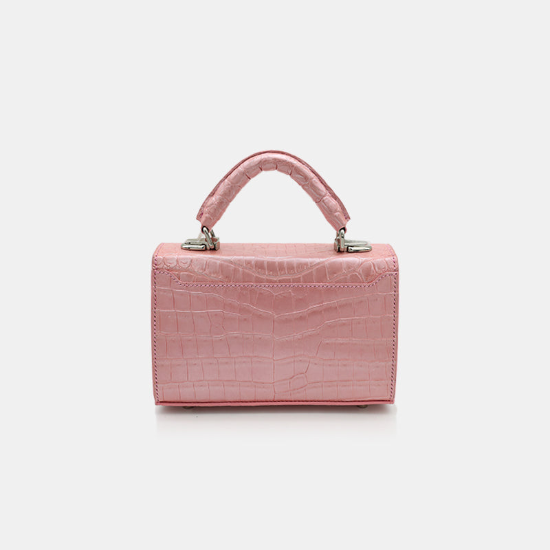 PINK HANDMADE GENUINE CROCODILE BAG