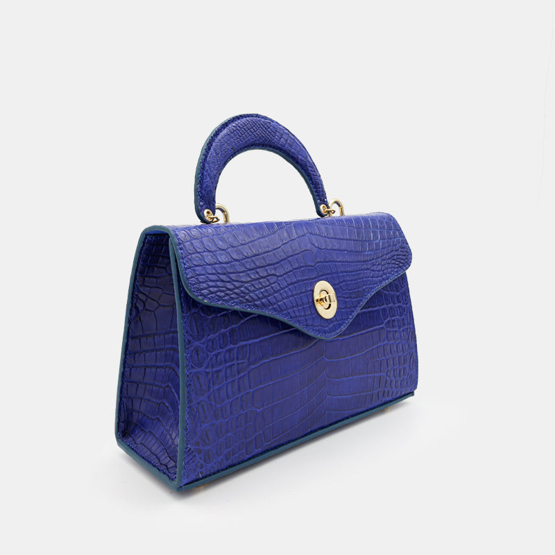 BLUE HANDMADE GENUINE CROCODILE BAG