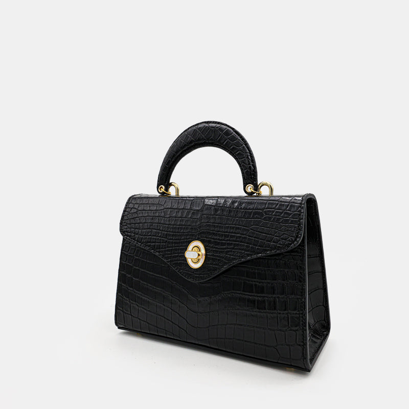 BLACK HANDMADE GENUINE CROCODILE BAG